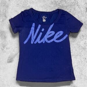 Nike Athletic T - Shirt Navy Blue Women's Small Blue Logo